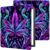 AIRWEE Case for Kindle Scribe 1st Generation (10.2 inch, 2022 Release), PU Leather Adjustable Stand Cover With Auto Sleep/Wake Smart Cover for Amazon Kindle, Neon Leaf view 1