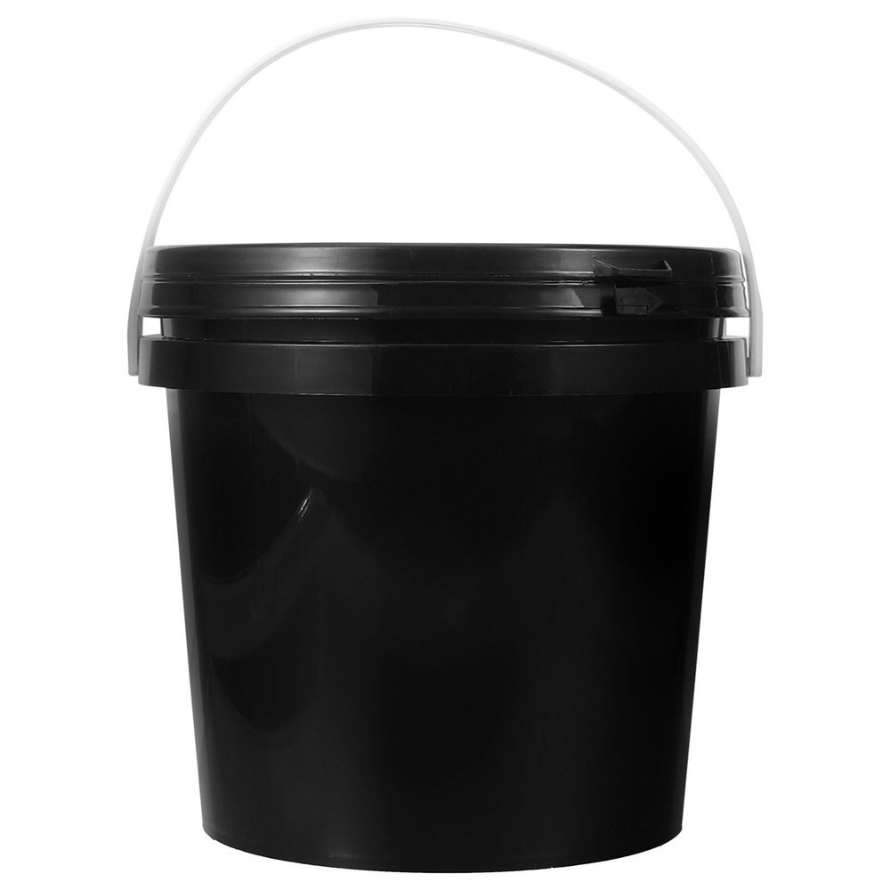 Housoutil Black Light-Proof Paint Bucket Lid Square Plastic Paint Pail for Storage Easy Handle