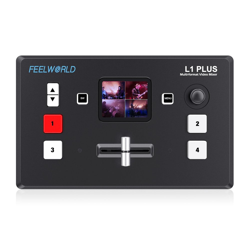 FEELWORLD HDMI Video SwitcherTouch Screen Multi Camera Video Mixer Switcher 4 x HDMI2.0 Inputs PTZ Control USB3.0 Fast Streaming L1 Plus