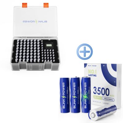Blinkspower Battery Organizer Hold 56 AA, 26 AAA, Include Tester