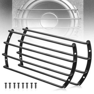 NuIth 10 Inch Metal Subwoofer Grill, 4 bar Audio Speaker Grill Cover Protector, 10 Inch Black Car Bar Grille Sub Grill Cover, 10 Inch 4 Bar Loudspeaker Grill 2PCS