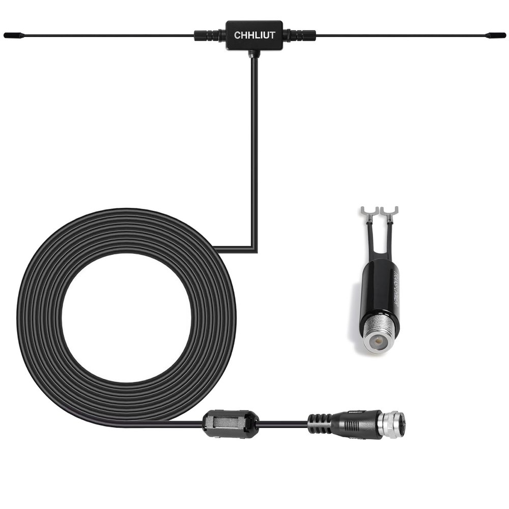 CHHLIUT Universal FM Radio Dipole Antenna, 75 Ohm, 16ft, Screw F Male Plug for Home AV Audio Stereo Receiver Indoor