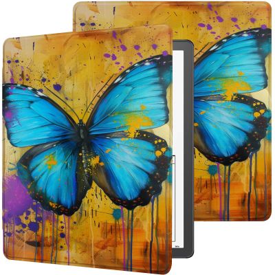 Case for Kindle Scribe 1st Generation (10.2 inch,2022 Release), PU Leather Kindle Scribe Adjustable Stand Cover, with Auto Sleep/Wake Smart Cover for 10.2 Amazon Kindle Scribe, Blue Butterfly