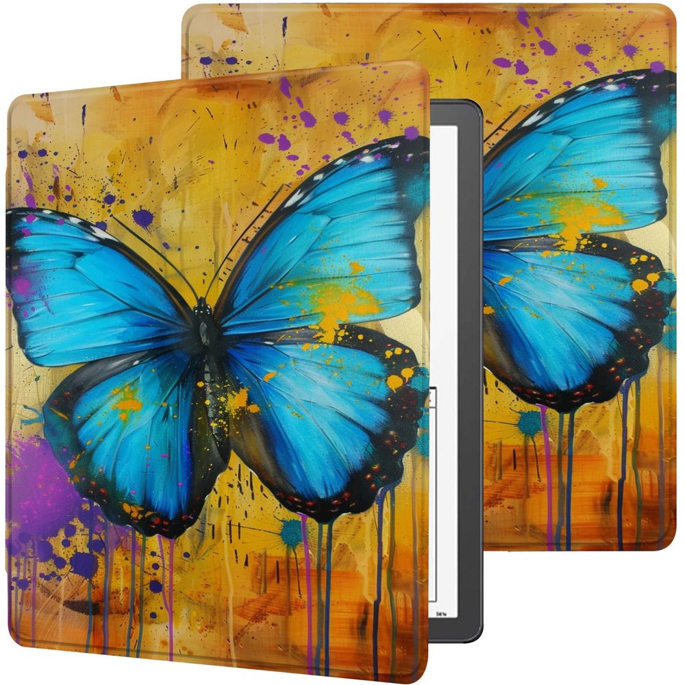 Case for Kindle Scribe 1st Generation (10.2 inch,2022 Release), PU Leather Kindle Scribe Adjustable Stand Cover, with Auto Sleep/Wake Smart Cover for 10.2 Amazon Kindle Scribe, Blue Butterfly