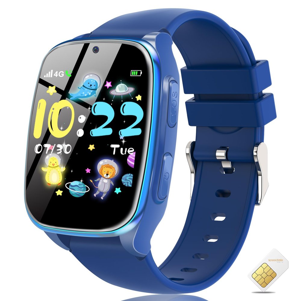 4G Kids Smart Watch Phone Smart Cell Phone Watch for Boys Girls with Call SOS Games Alarm Camera Music Calculator School Mode Children Touch Watches for Kids Birthday Gifts Ages 4-12, Navy Blue