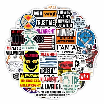 100Pcs Millwright Stickers for Hard Hat for Water Bottle and Laptop - Millwright Party Favors & Decorations, Waterproof Vinyl Decals, Trade and Work Stickers