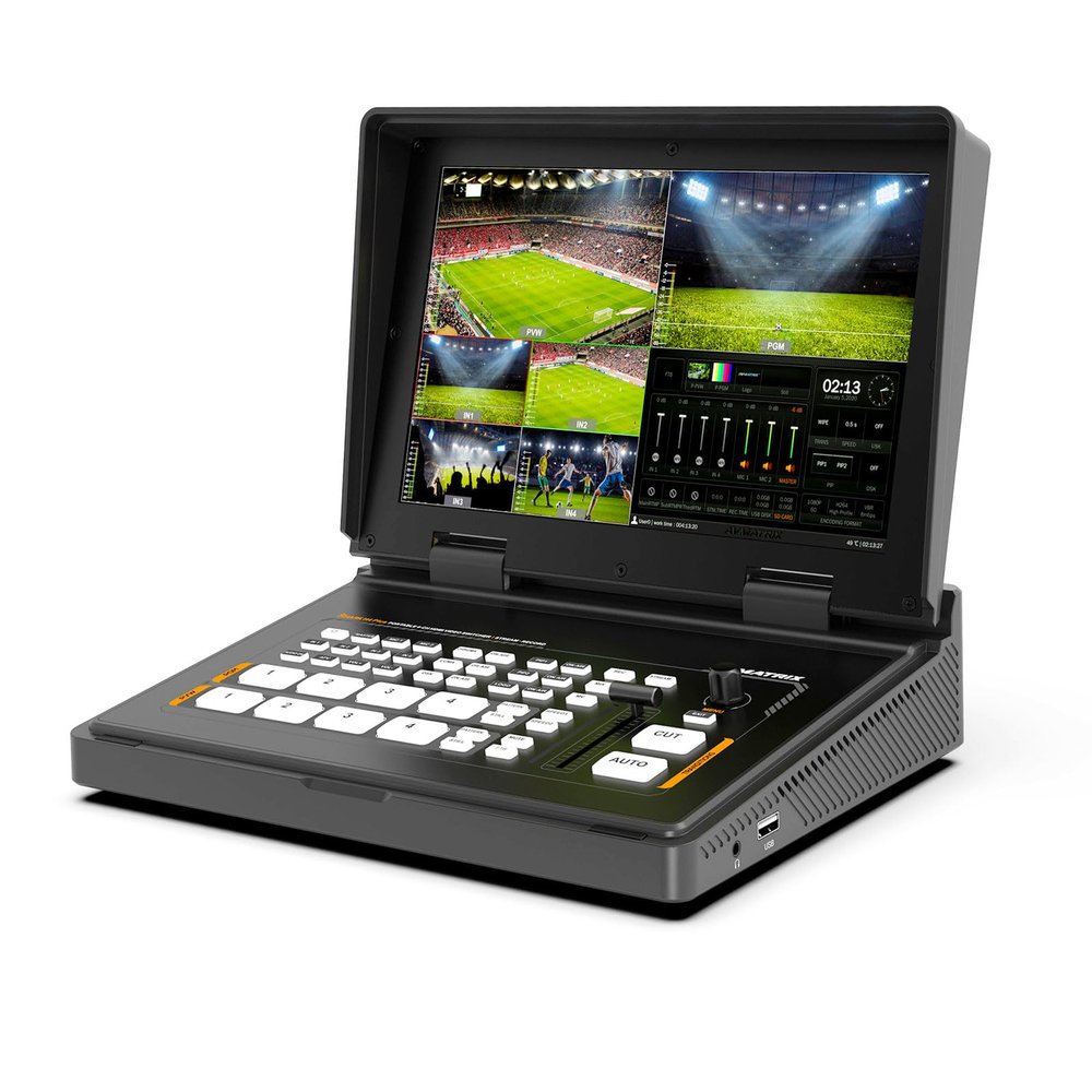 AVMATRIX H4 Plus Video Switcher with 10.1 Inch FHD Display 4xHDMI Input SD Card USB Recorder LAN Control for Live Streaming