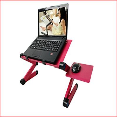CTBAOKFG Heat Dissipation Laptop Table, Notebook Stand, Flat Bed Table, Aluminum Alloy Computer Table, Folding Small Table, Rose