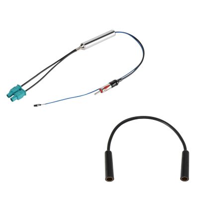 Anina Dual Twin Fakra Radio Antenna Adapter for 2004-UP VW Volkswagen Audi Skoda Aftermarket GPS Navigation Stereo Head Unit Receiver & Universal Aerial Connector Radio Antenna Extension Cable
