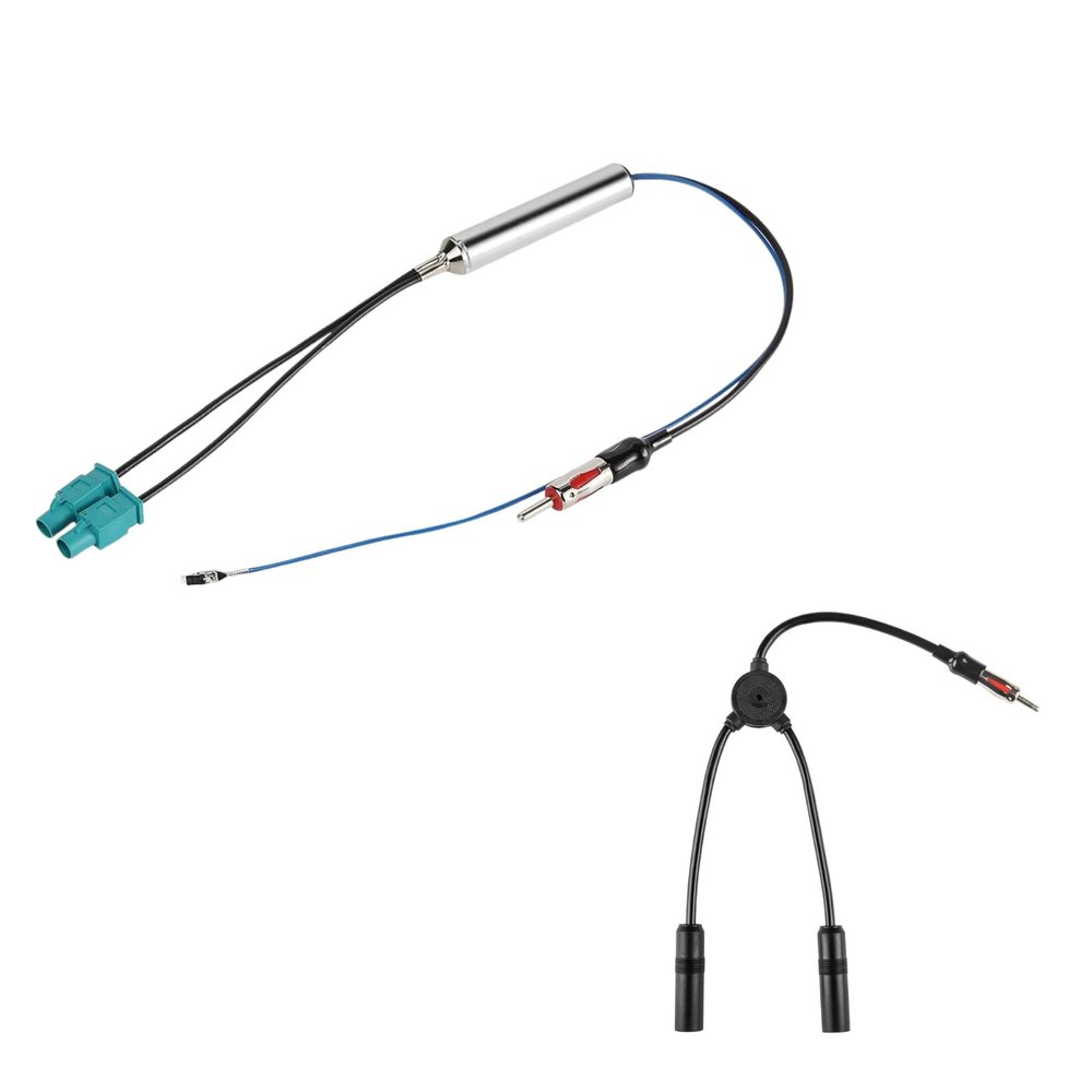 Anina Dual Twin Fakra Radio Antenna Adapter for 2004-UP VW Volkswagen Audi Skoda Aftermarket GPS Navigation Stereo Head Unit Receiver & Universal Car Stereo AM FM Antenna Splitter Y AUX Adapter