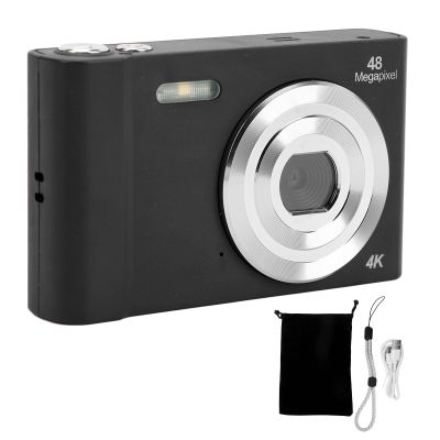 4K Digital Cameras, 1080P 48MP Vlogging Video Camera with 16X Zoom, 2.7 Inch Screen Compact Small Point Shoot Camera for Photography Travel Vlogging (Black)