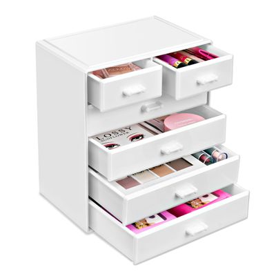 Sorbus Acrylic Makeup Organizer - Organization and Storage Case for Cosmetics Make Up & Jewelry - Large Makeup Organizer for Vanity, Bathroom, College Dorm, Closet, Desk (4 Large, 2 Small Drawers)