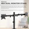 H&A Dual Monitor Desk Mount, Heavy Duty Fully Adjustable tilt and Swivel Arm Steel Stand, Holds 2 Computer Screens up to 32 inches and Max 20 lbs Each, VESA 75x75 and 100x100 C-clamp & Grommet, Black view 2