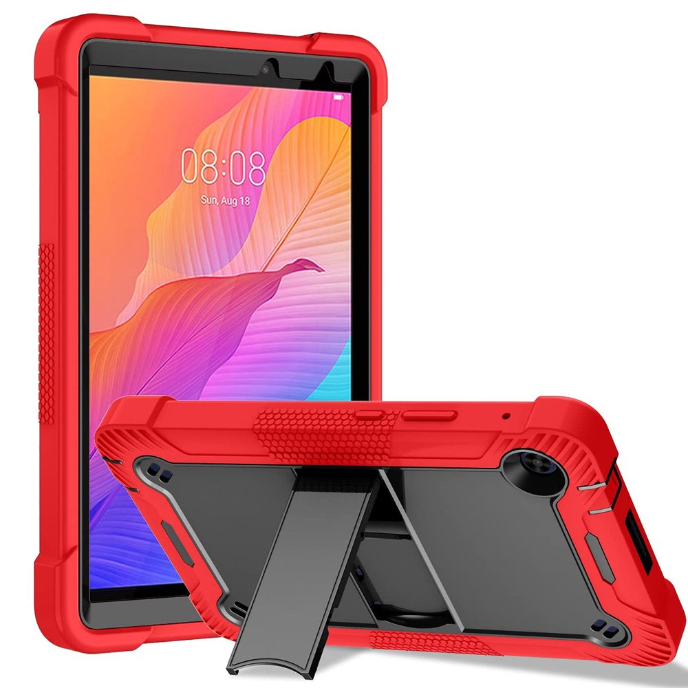 YOUULAR Tablet Computer Case for Huawei MatePad T8 8 inch Cover with Built-in Stand for Heavy Duty Military Grade Shockproof Hard Hybrid,Black+red