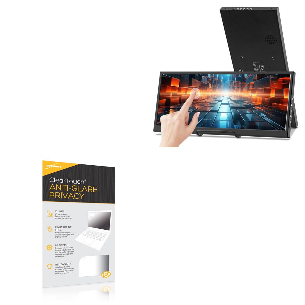 BoxWave Screen Protector Compatible with Prechen Tocuhscreen Secondary Monitor (12.3 in) - ClearTouch Anti-Glare Privacy (2-Pack), Privacy Screen Protector Flexible Film Anti-Glare