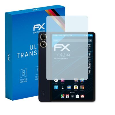 atFoliX Screen Protection Film compatible with Xiaomi Poco Pad Screen Protector, ultra-clear FX Protective Film (2X)