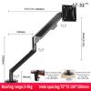 Bracket Arm 17-32" Bracket for Desktop Monitor, Height Adjustable Desk Stand with Gas Spring, Support Aluminum Single Arm with Max VESA 75 * 75mm 100 * 100mm Display Bracket (Free) view 2