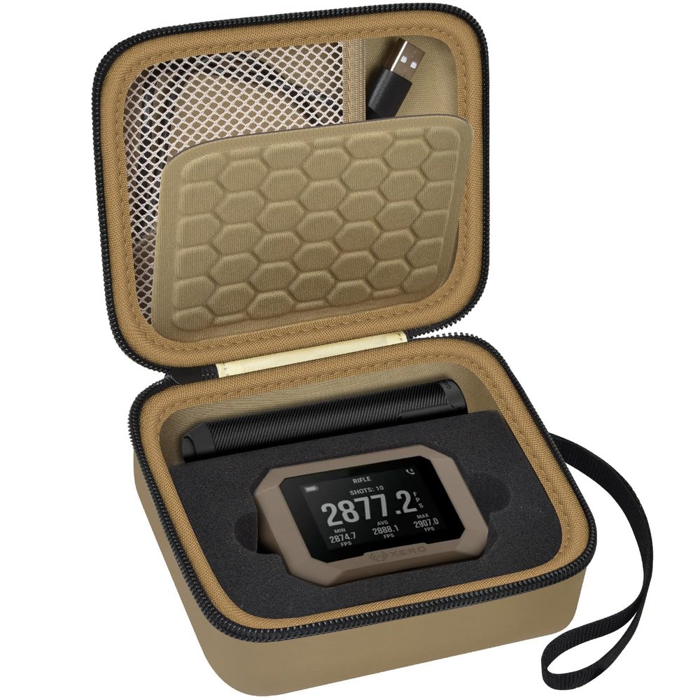 PAIYULE Hard Carrying Case for Garmin Xero C1 Pro/Xero C2 Chronograph, Shock-Resistant Storage Organizer with Mesh Pocket for Cable & Accessories, Portable Shooting Range Travel Case(Green, Bag Only)