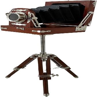 DirectNine Basics New Antique Vintage Look Film Camera Wooden Tripod Collectible Studio Gift Item Brown Color (22 Inches), Full-Size