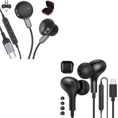 2-Pack USB C Headphones Black for iPhone 15 Pro Max,Samsung Galaxy,Googl Pixel,OnePlus,Huawei P70 60 50 40 30 Pro