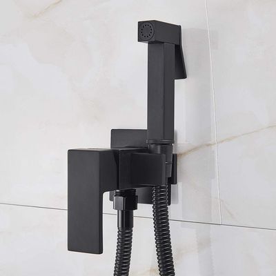 MUOBSBJRX Bathroom Sink TapsFaucet Brass Shower Tap Washer Mixer Cold Hot Water Mixer Crane Square Shower Sprayer Head Tap Toilet Faucets-Matt Black(Matt Black)
