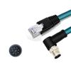 16.4ft M12 8 Pin A Code Right Angled Male to RJ45 Male Industrial Ethernet Cable High Flex Cat6 Shielded Field Wireable Dark Green Cable Assembly for Automation Application 5Meter view 1