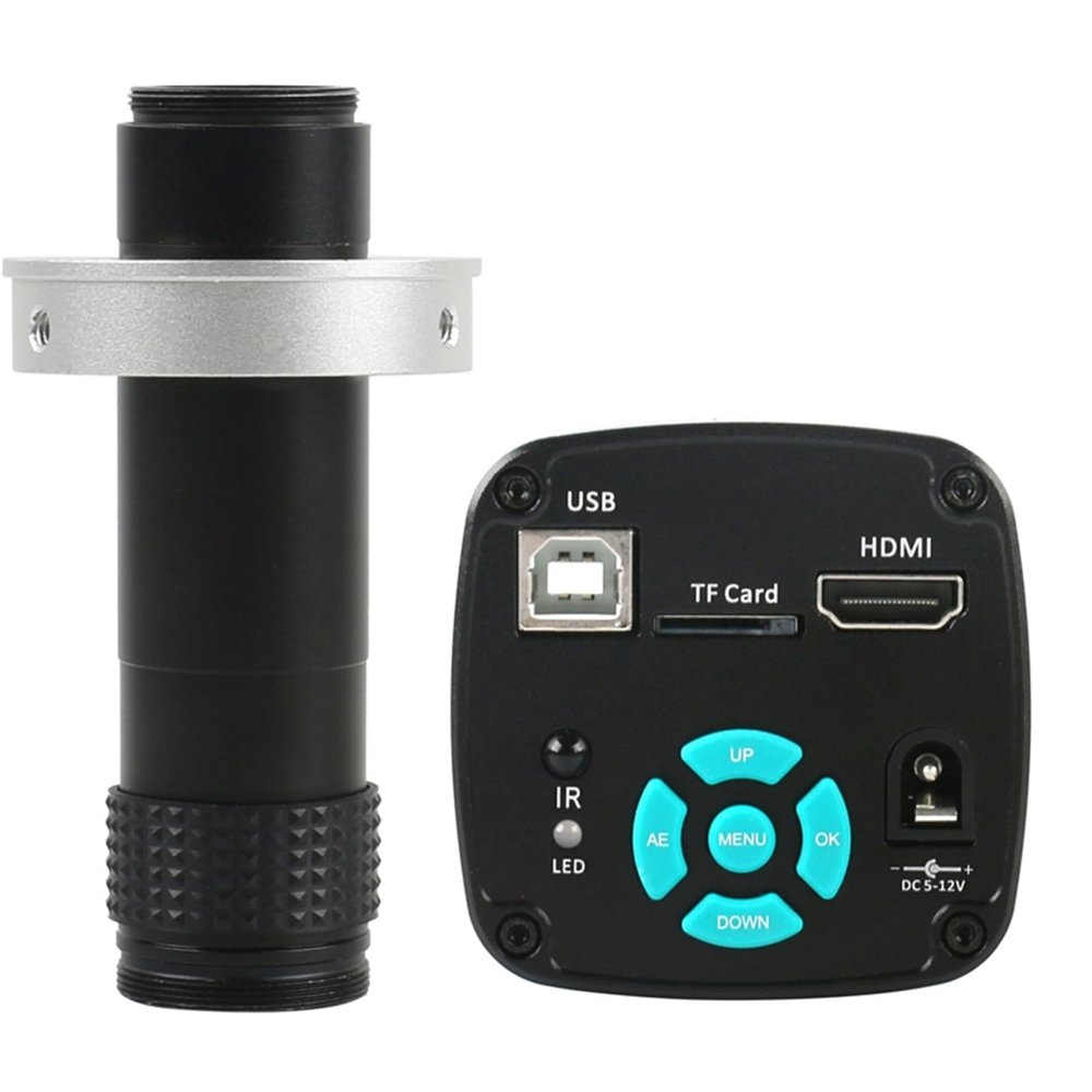 1080P 2K 4K 48MP Industrial Video Microscope Camera + 180X 300X 200X 500X 100X 130X C Mount Lens(Long Focal 130x Lens)