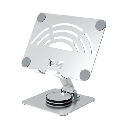 ZHCHAO 360 Degree Rotating Tablet Stand Aluminum Alloy Acrylic Desktop Tablet Base Reading Stand(White-Fruit peach5)