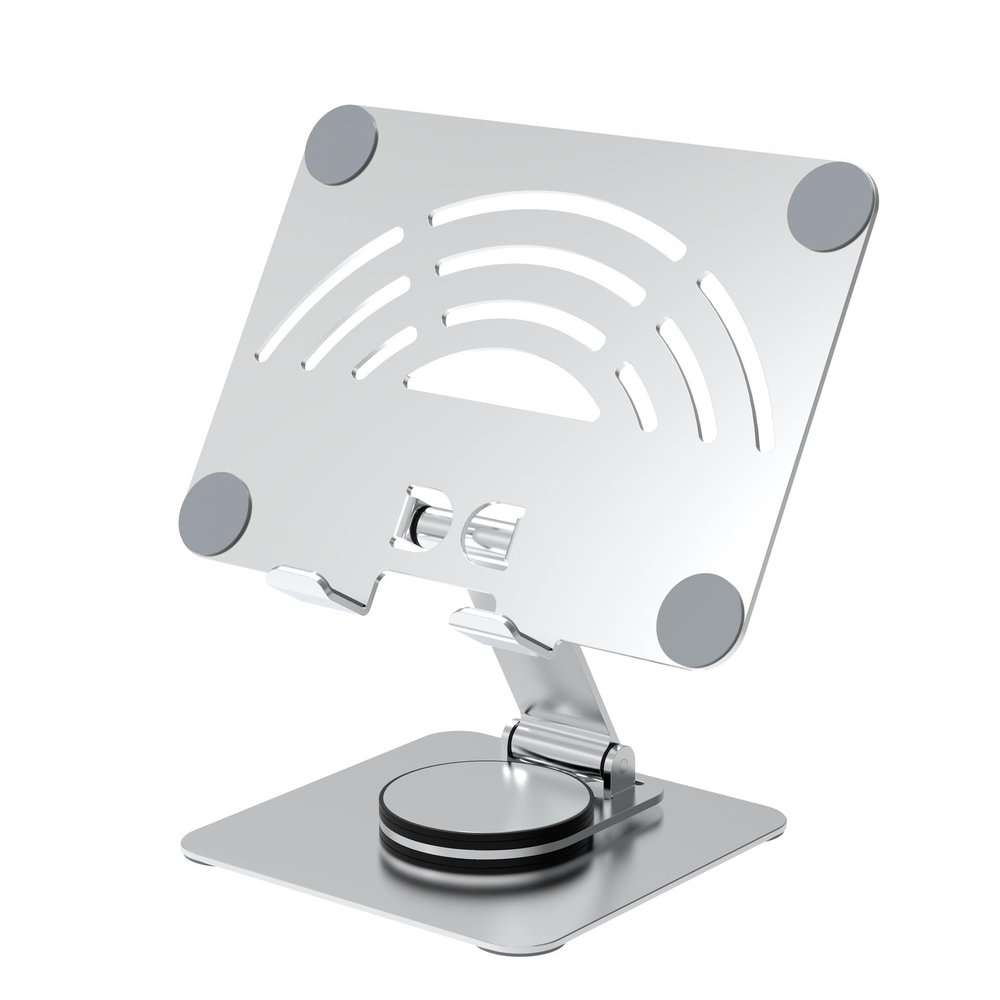 ZHCHAO 360 Degree Rotating Tablet Stand Aluminum Alloy Acrylic Desktop Tablet Base Reading Stand(White-Fruit peach5)