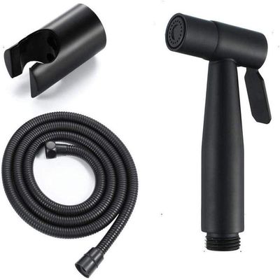 DAHSLNWKN Hand HeldSprayer Stainless Steel SprayeShower Head with Hose and Bracket Holder - Black Toilet Spray Gun Set Stainless Steel Women's wash Faucet 1.5 Meter Stainless Steel I