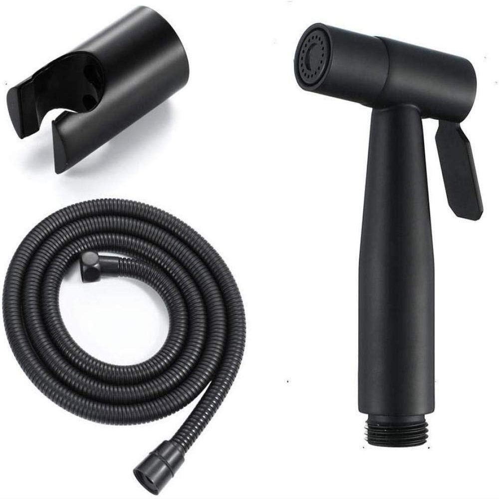 DAHSLNWKN Hand HeldSprayer Stainless Steel SprayeShower Head with Hose and Bracket Holder - Black Toilet Spray Gun Set Stainless Steel Women's wash Faucet 1.5 Meter Stainless Steel I