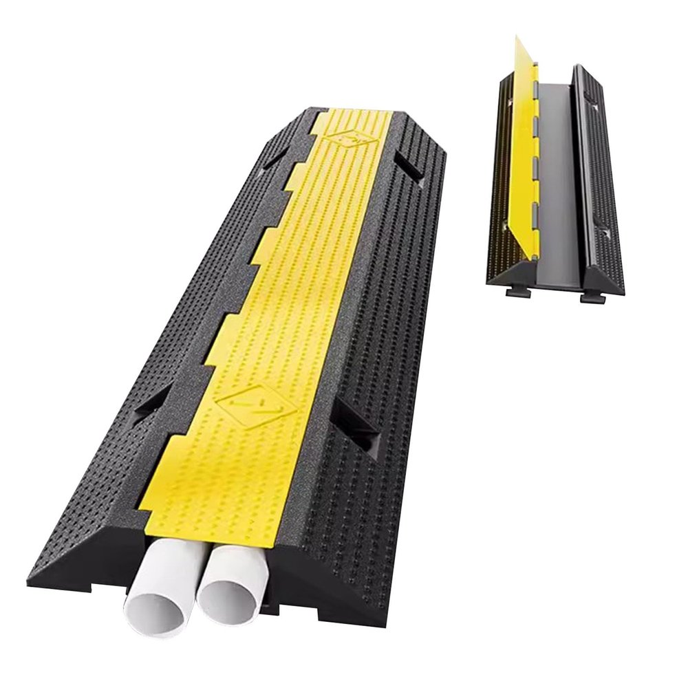 CYHTYM Cable Protector Ramp Outdoor Heavy-Duty Rubber Cable Ramp Speed Bumps, 1 Channel Hose, Hidden Ramp Protection Cover for Wires