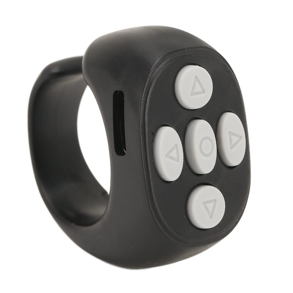 Page Turner, Fingertip Bluetooth Remote Control, Video Scrolling Ring and Camera Shutter Remote for, for iOS 15.0, for Android (Black)