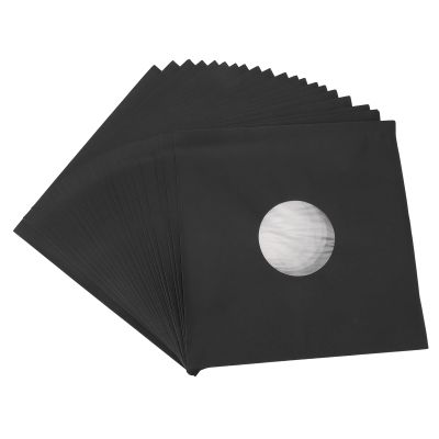 20Pcs Kraft Paper Matte Black Record Jackets, Thick Cardboard Sleeve with Center Hole, for Standard 12 Inch Records