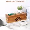 Wood Cable Management Box - 15.8" (L) x 6" (W) 5.5" (H) Acacia Wood Cable Hider Box, Cord Hider with Magnet Design & Outlet Hole, Power Strip Surge Protect & Organizer for Home Office Kitchen TV Wires view 2