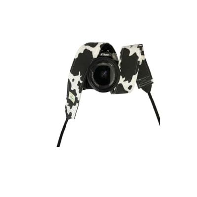 Black and White Cow Print Camera Strap (One Size - Width: 2")