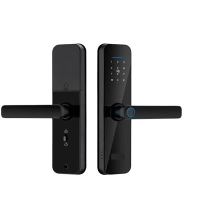 CYOMKWO WiFi Electronic Smart Door Lock with Biometric Fingerprint Card Password Key Unlock USB Emergency Charge(220x22-R(5050),Black)