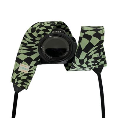 Green and Black Checkered Camera Strap (Width: 2")