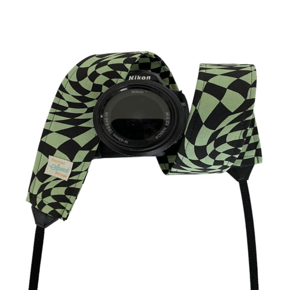 Green and Black Checkered Camera Strap (Width: 2")