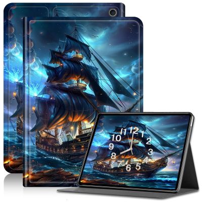 AIRWEE Case for Kindle Fire HD 10/10 Plus (13th/11th 2023/2021 Release), Adjustable Stand Kindle Fire HD 10 Tablet Case 11th generation, with Auto Sleep/Wake Kindle Fire Case 10.1"", Dark Pirate Ship