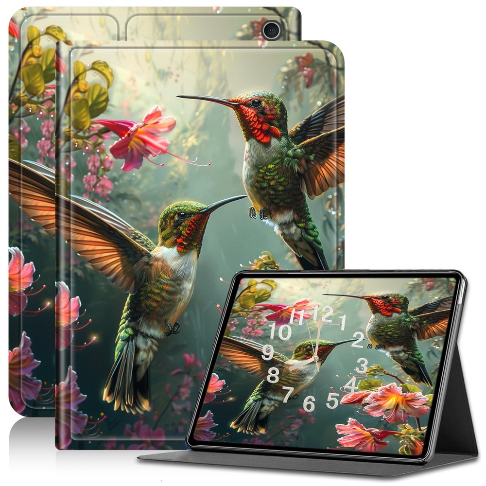 AIRWEE Case for Kindle Fire HD 10/10 Plus (13th/11th 2023/2021 Release), Adjustable Stand Kindle Fire HD 10 Tablet Case 11th Generation, with Auto Sleep/Wake Kindle Fire Case 10.1"", Green Bird