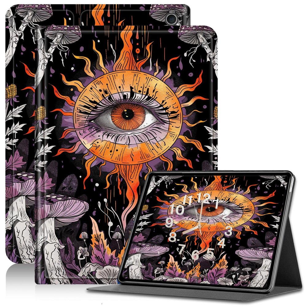 AIRWEE Case for Kindle Fire HD 10/10 Plus (13th/11th 2023/2021 Release), Adjustable Stand Kindle Fire HD 10 Tablet Case 11th generation, with Auto Sleep/Wake Kindle Fire Case 10.1"", Solar Eye