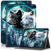 AIRWEE Case for Kindle Fire HD 10/10 Plus (13th/11th 2023/2021 Release), Adjustable Stand Kindle Fire HD 10 Tablet Case 11th Generation, with Auto Sleep/Wake Kindle Fire Case 10.1"", Black White Wolf view 1