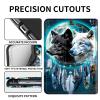 AIRWEE Case for Kindle Fire HD 10/10 Plus (13th/11th 2023/2021 Release), Adjustable Stand Kindle Fire HD 10 Tablet Case 11th Generation, with Auto Sleep/Wake Kindle Fire Case 10.1"", Black White Wolf view 2