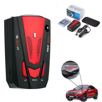 KF Premium Red Car Radar 16 Band V7 GPS Speed Safe Detector - Stay Informed on The Road w Advanced 360 Laser Detection Voice Alerts and GPS Accuracy Comprehensive Road Safety Awareness