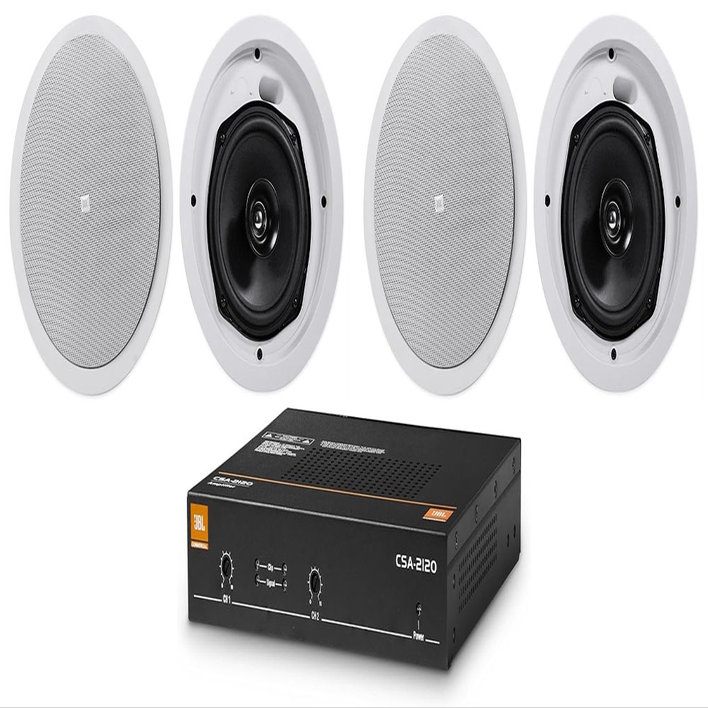 Audiosavings Bundle: JBL CSA 2120 Commercial Amplifier Amp Bundled with (4) JBL Control 26C 6.5" 150 Watt in-Ceiling White Home Theater Speakers 16-ohm (5 Items)