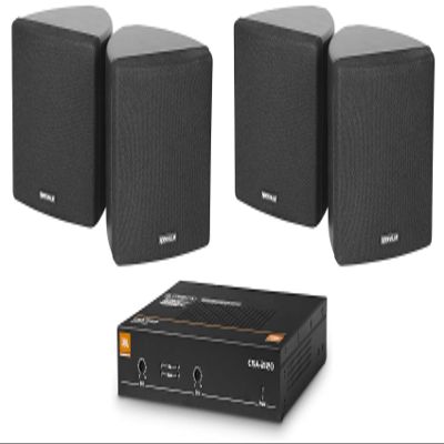 Audiosavings Bundle: JBL CSA 2120 Commercial Amplifier Amp Bundled with (2) Pairs of Cube by Rockville 3.5" Black Home Theater Wall Speakers+Swivel Brackets (5 Items)