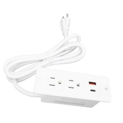 DirectNine Basics Recessed Desk Outlet, Versatile US Standard 125V 12A Recessed Power Strip 1500W for Bedside (White)