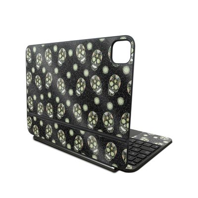 Glossy Glitter Skin Compatible With Apple Magic Keyboard for iPad Pro 11inch (M4) 2024 - Nighttime Skulls - Premium 3M Vinyl Protective Decal Cover - Easy To Apply | Crafted in the USA by MightySkins