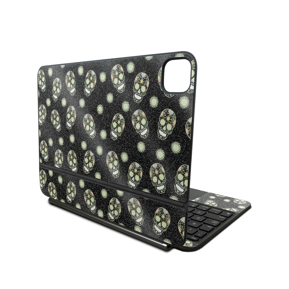 Glossy Glitter Skin Compatible With Apple Magic Keyboard for iPad Pro 11inch (M4) 2024 - Nighttime Skulls - Premium 3M Vinyl Protective Decal Cover - Easy To Apply | Crafted in the USA by MightySkins